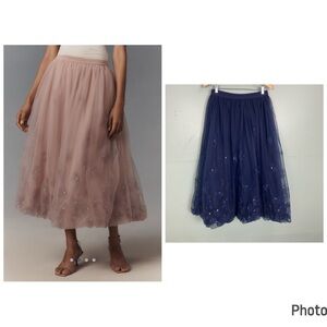 Anthropologie‎ SAMPLE Blossom Bubble Midi Skirt Embellished Floral 3D L & XL??